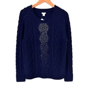 J. Crew Embellished Cable Knit Sweater